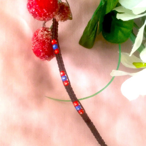 UNISEX Braided Bracelet - Black, Red, Blue & Rhinestones! - Picture 9 of 10